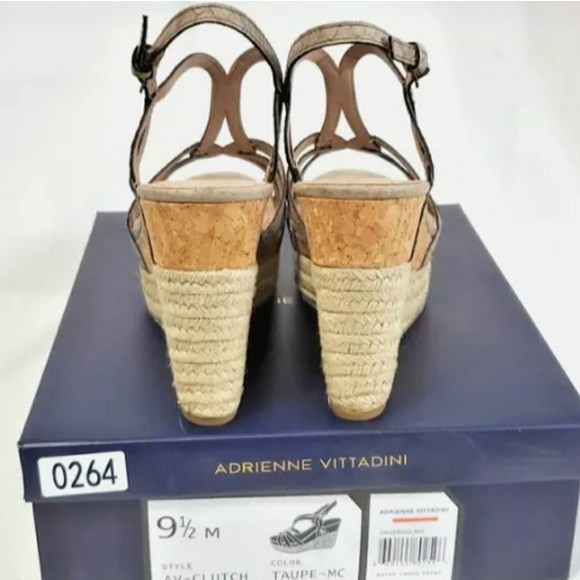 Adrienne Vittadini Wedge espadrille platform Sandals 9.5M Beige Taupe - Picture 4 of 7